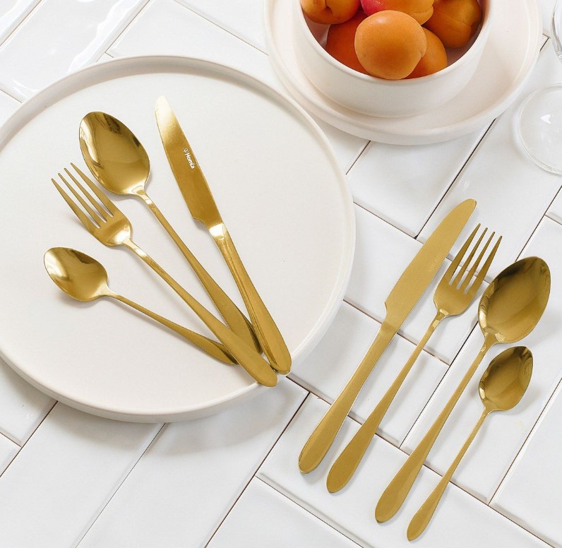 Homla - ΣΗΜΑΝΤΙΚΟ: Σε περίπτωση διαφοράς τιμής από το κατάστημα ισχύει παντα και μόνο η τιμή του καταστήματος Mαχαιροπήρουνα Σετ 16τμχ Ανοξείδωτα Χρυσά Abele Homla 1